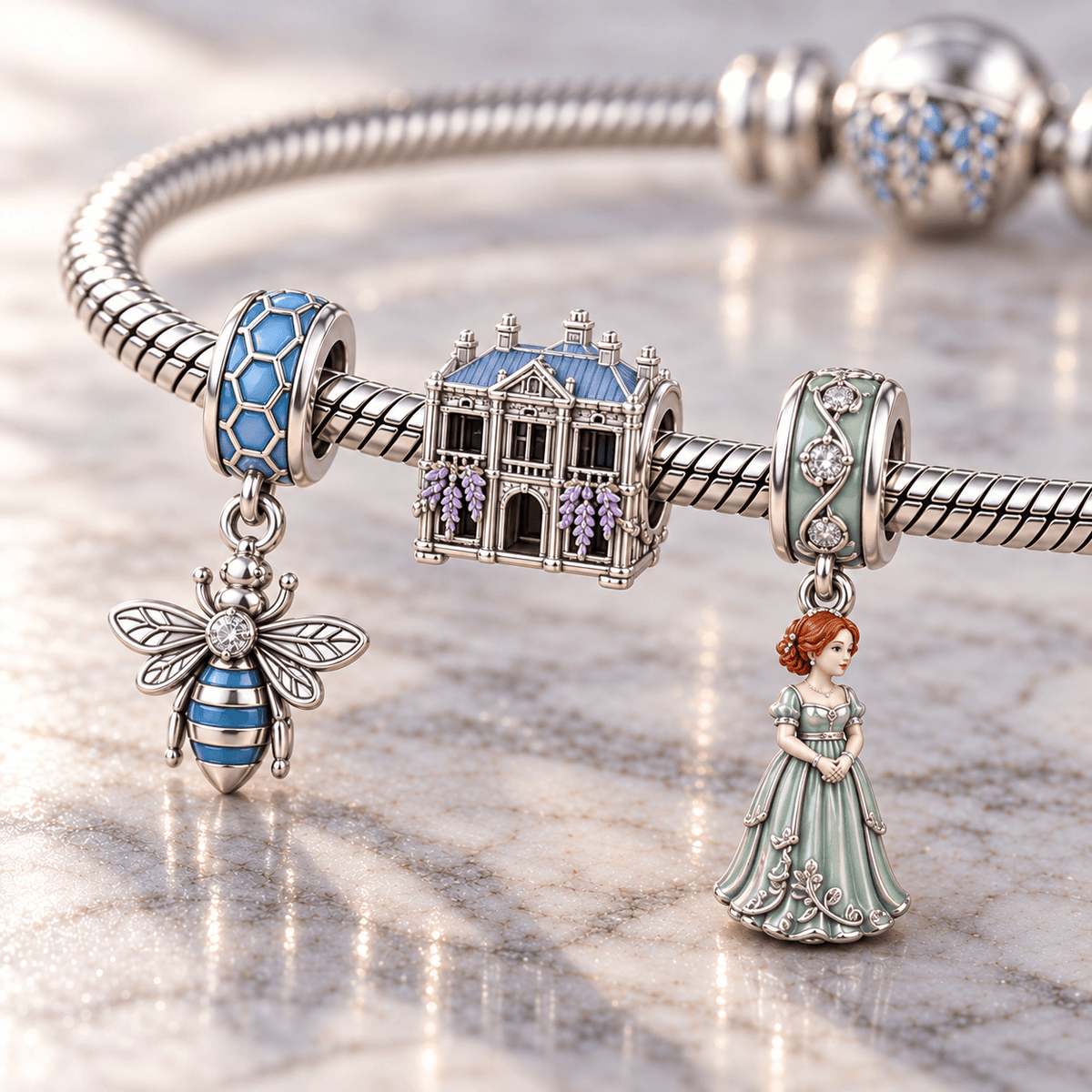 BGT Silver Charm Bracelet Set HQH