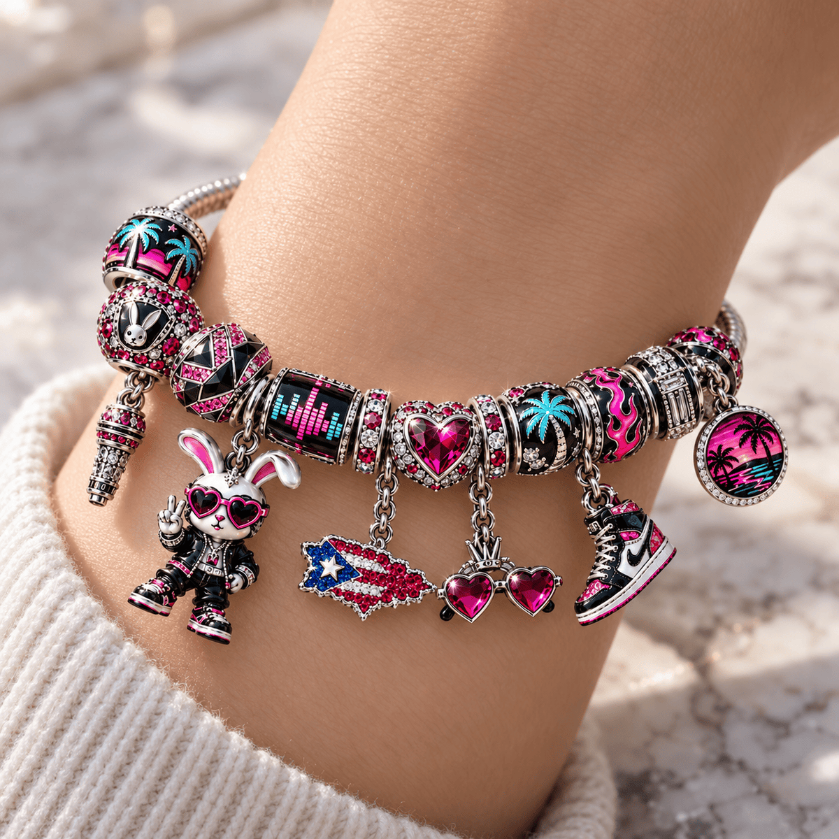 BBN Silver Charm Bracelet Set NTTB