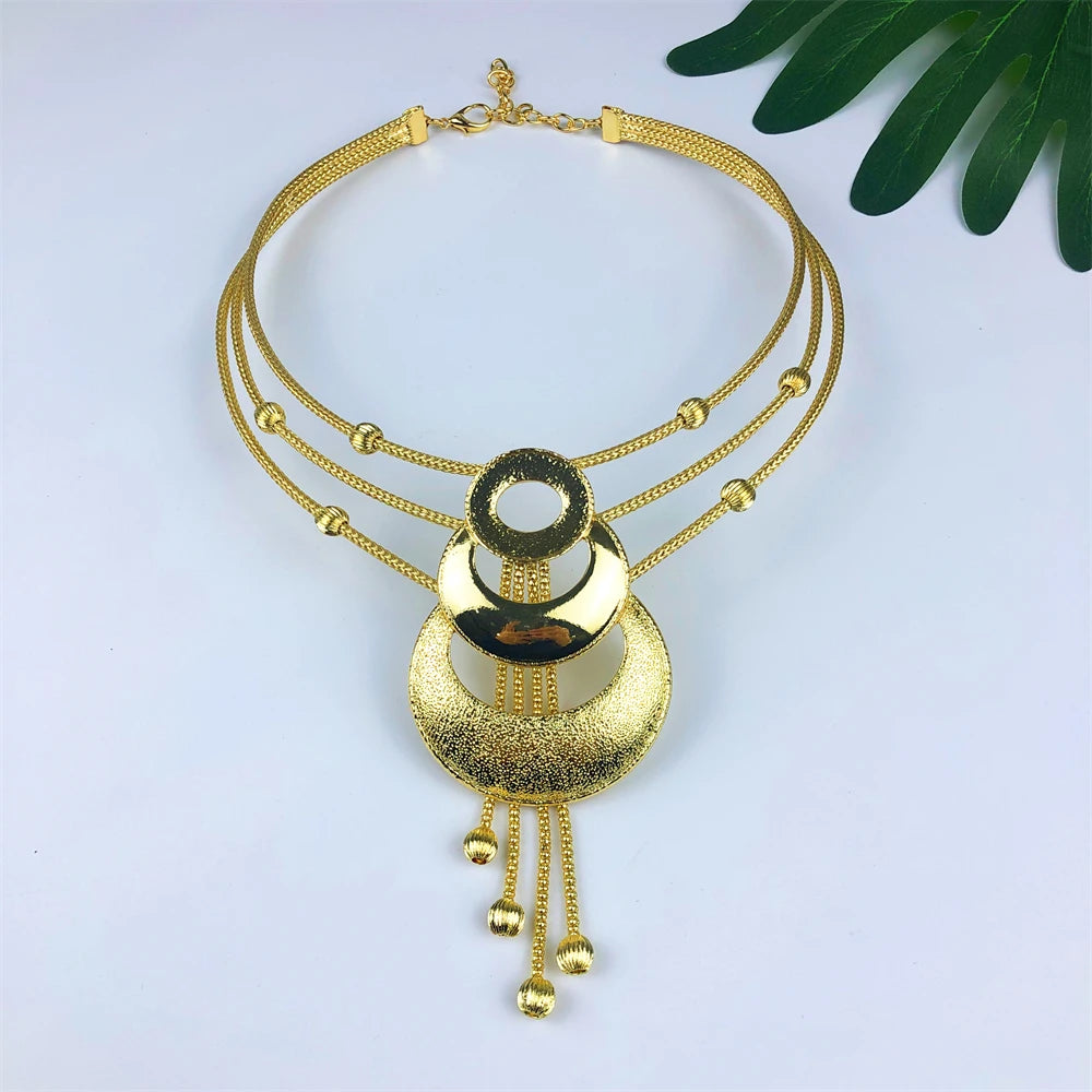ESALE Italy 18K Gold Plated Jewelry Sets For Women Classic Fashion Design Necklace Earrings Bracelet Ring 4PCS Set Jewelry
