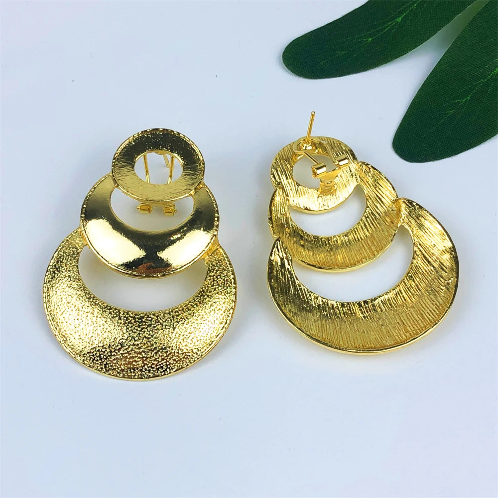 ESALE Italy 18K Gold Plated Jewelry Sets For Women Classic Fashion Design Necklace Earrings Bracelet Ring 4PCS Set Jewelry
